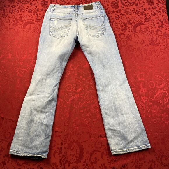 BKE Jeans Mens 30x29'' Short Bootleg Aiden Distressed Blue Denim Cowboy - Picture 12 of 16